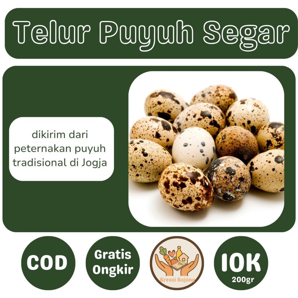 

Telur Puyuh Mentah 200 gram 15-17 butir Segar Murah Konsumsi