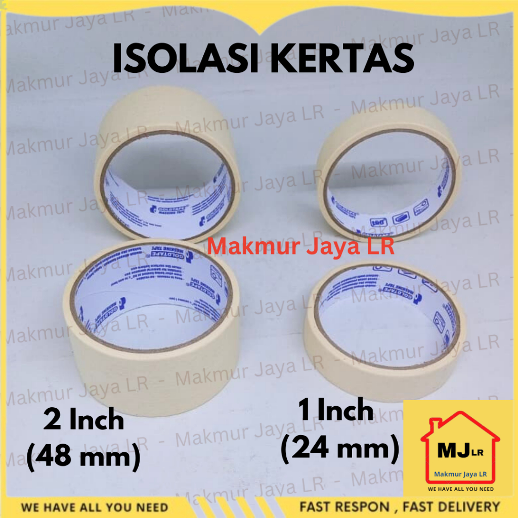 

Isolasi Kertas - Masking Tape 1 inch 24 mm / 2 inch 48 mm - Lakban Kertas deco deko duco duko / Selotip Solasi 1' 2