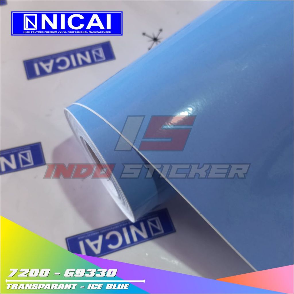 Stiker Skotlet Transparan Kertas NICAI Ice Blue 7300 Transparan Ice Blue Glossy [ROLL]