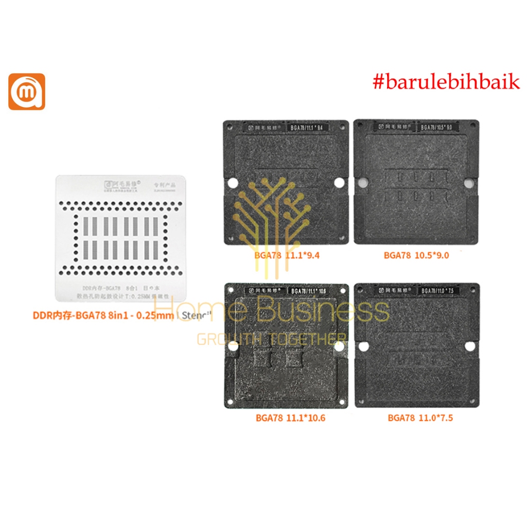 AMAO AMAOE Jig Upper Cetakan Stencil Plat 70X BGA78 8 In 1 IC RAM LPDDR3 LPDDR4 DDR3 DDR4 DDR Laptop