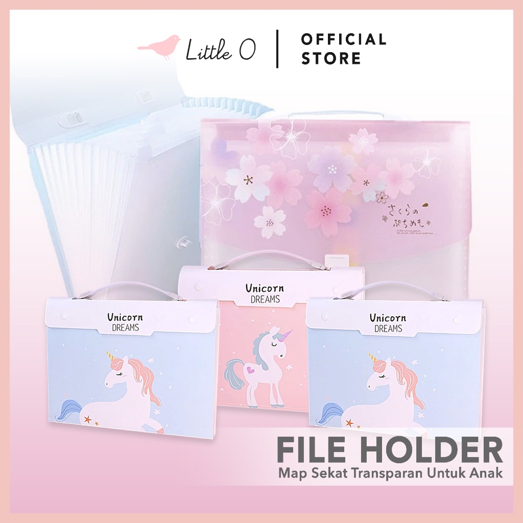 

LITTLE O Premium File Holder Bag Map Sekat Transparan Karakter File Holder Lucu Map Dokumen Map Lucu