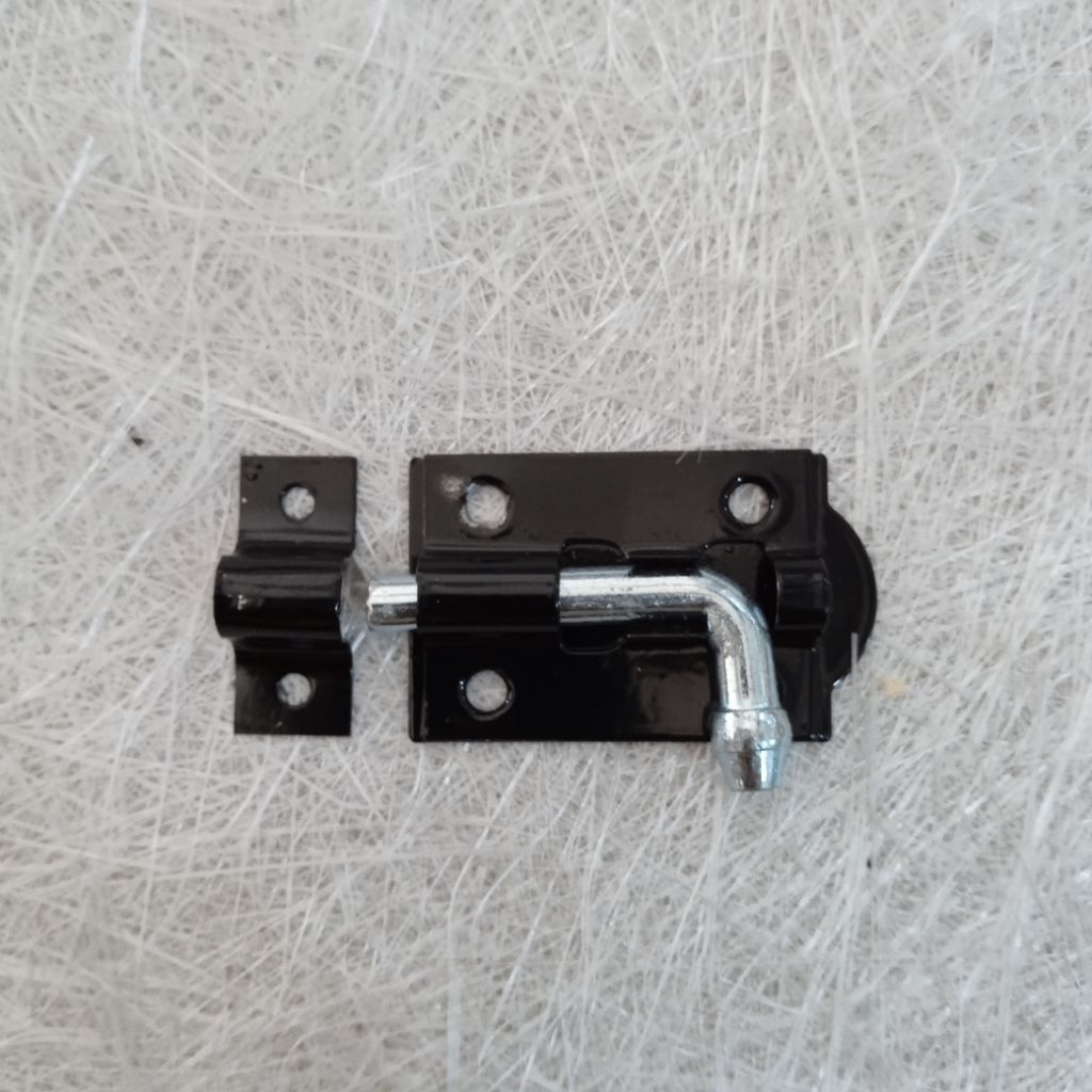 Grendel double plat Kunci / kancing slot pintu jendela laci besi hitam
