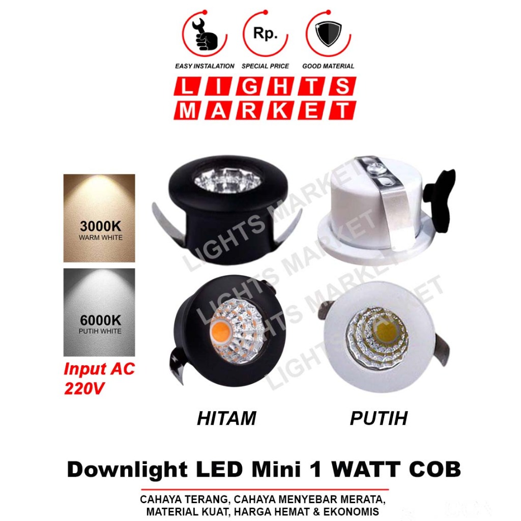 Lampu Downlight LED Mini 1W COB Spotlight Plafon Ceiling Hias Lemari Dinding