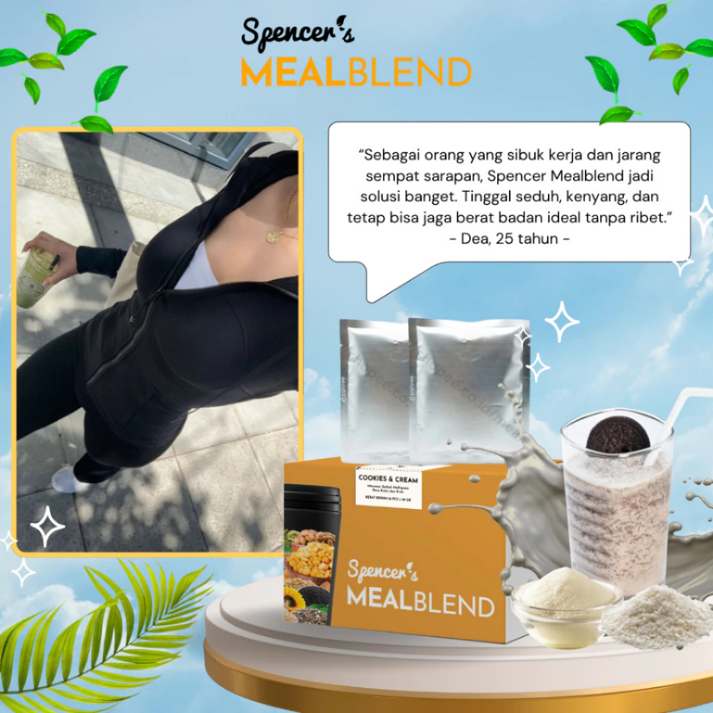 

Spencer MealBlend Rasa cookies and ceam — Minuman Diet Enak, Meal Replacement Bikin Kenyang & Turun BB