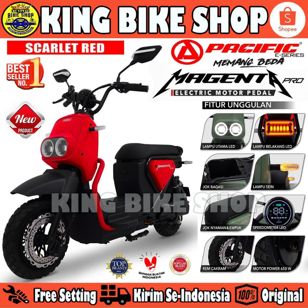 Sepeda Listrik PACIFIC MAGENTA // MAGENTA PRO TANPA BOX 650 Watt Electric E Bike