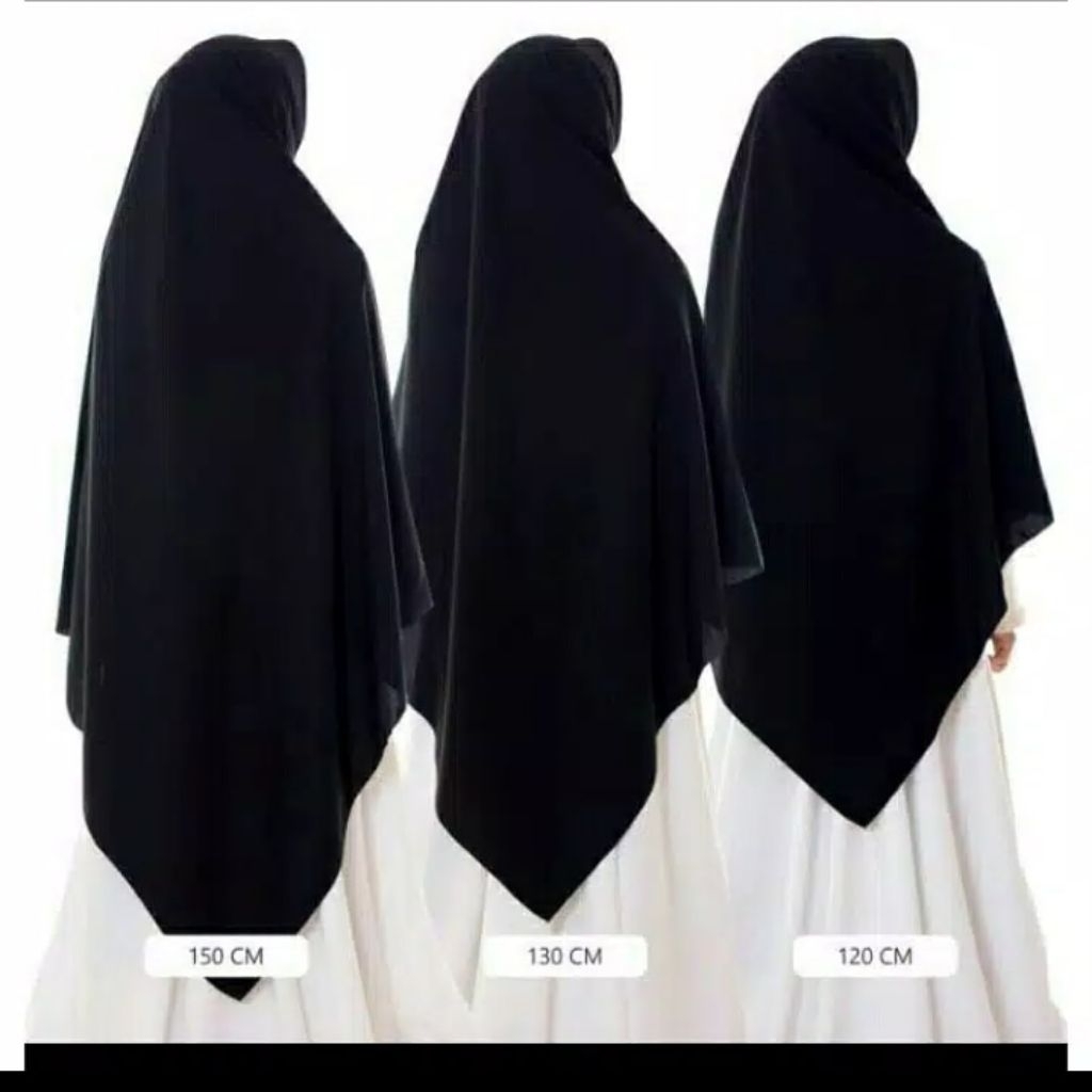 Jilbab Segiempat JetBlack Jumbo ||Sifon arab silky|| by CYZAA