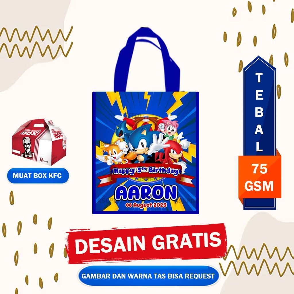 Tas Ulang Tahun Anak / Tas Ultah SONIC / Tas Bingkisan Ultah