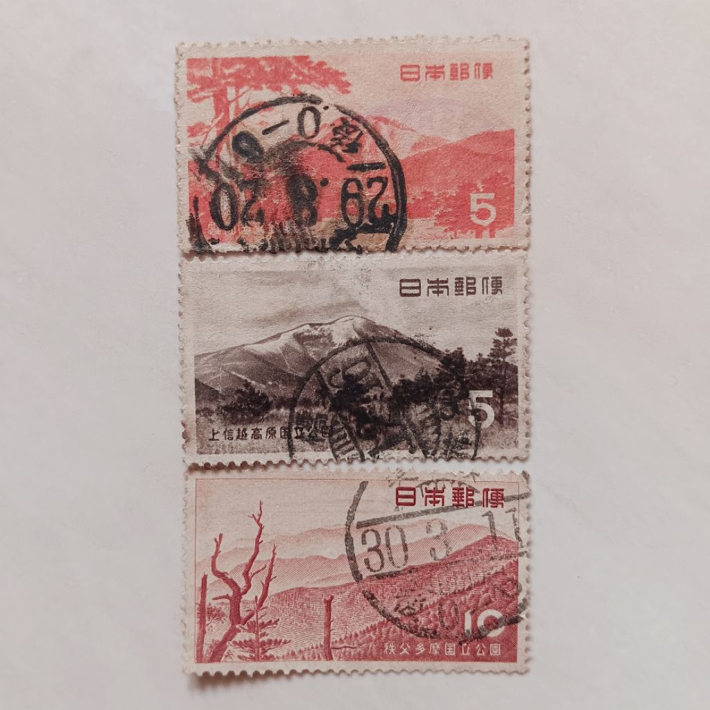 

(OG) Perangko Jepang 1953, 1954, 1955 National Park Set 3 pcs Used