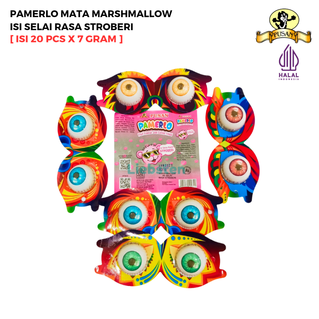 Pusan Pamerlo Mata Marshmallow Isi Selai Stroberi 140 Gr