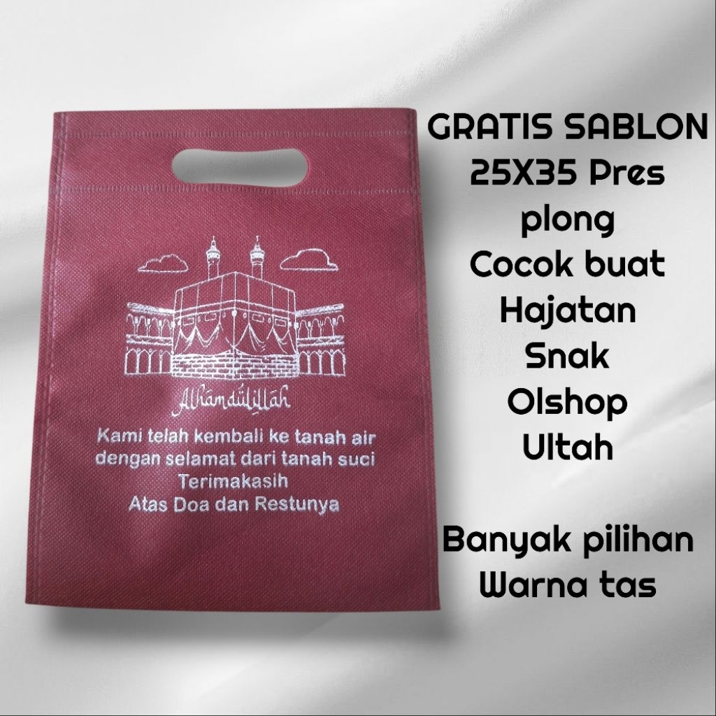 

Tas spunbond goodie bag gratis sablon model press tanpa alas ukuran 25x35cm