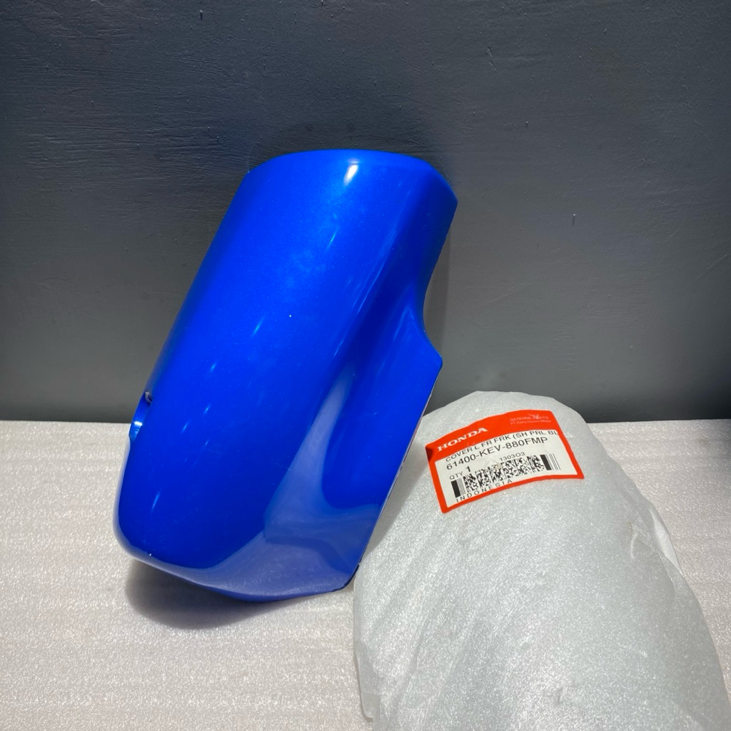 COVER TUTUP SPAKBOR SKOK DEPAN HONDA SUPRA FIT OLD KIRI BIRU ORIGINAL AHM 61400 KEV 880 FMP