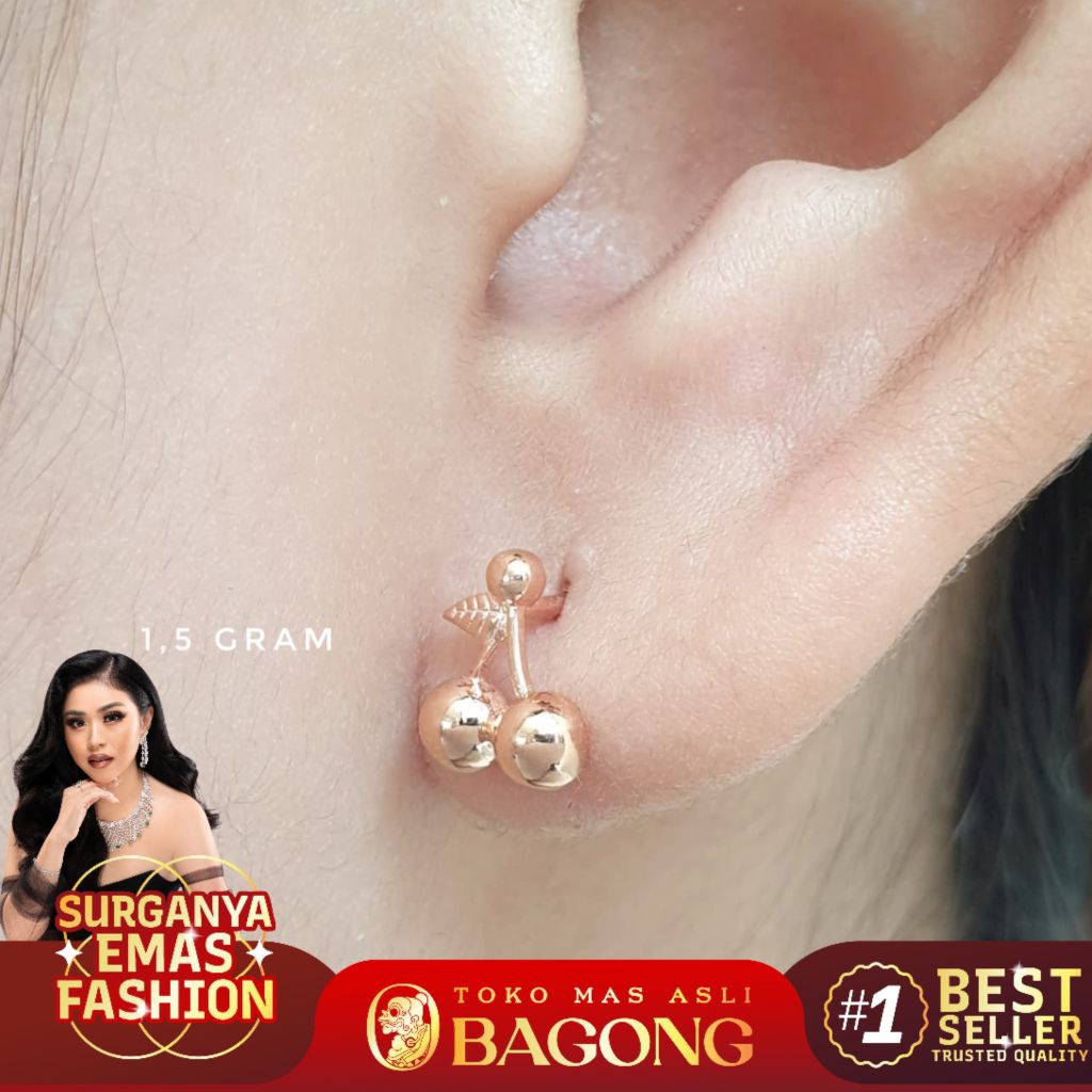 ANTING FASHION CERRY 17K/750 - ASLI BAGONG GOLD BAGONG EMAS