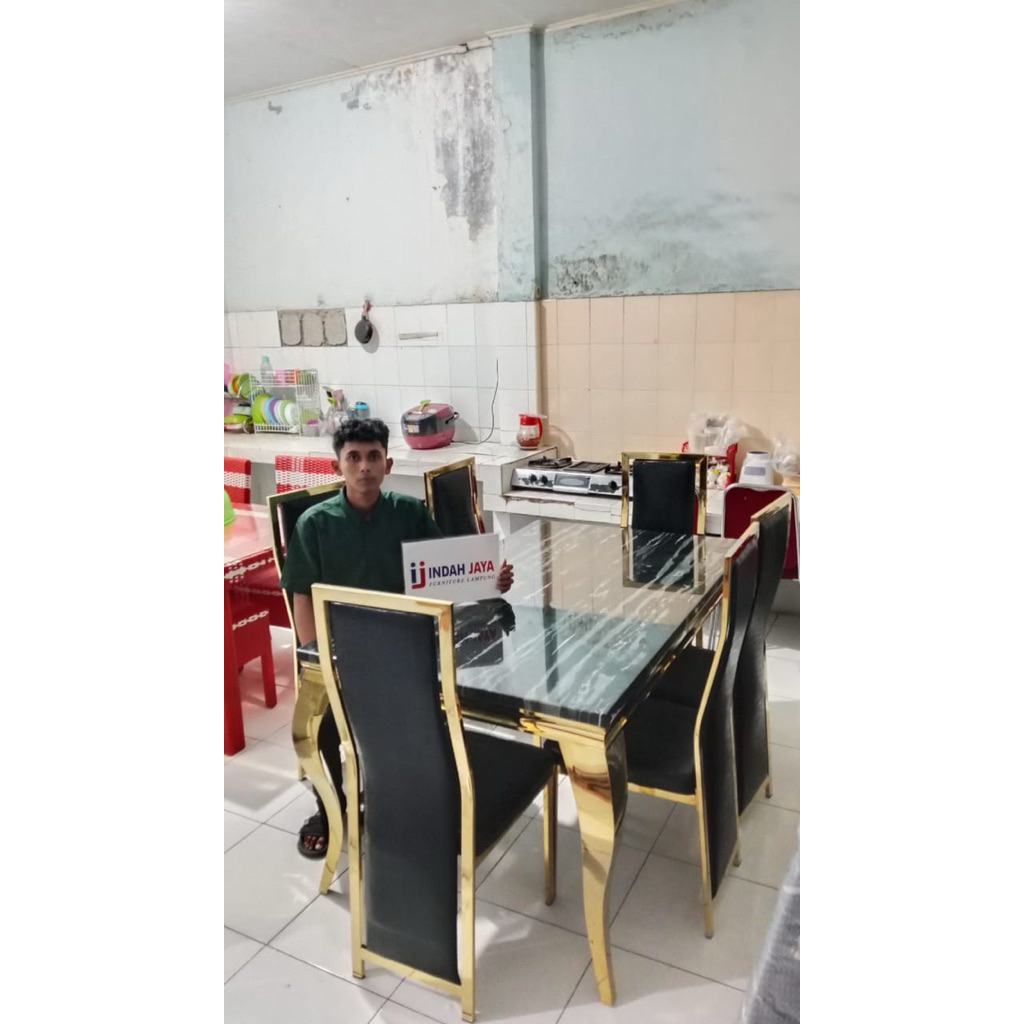 Meja makan marmer 6kursi