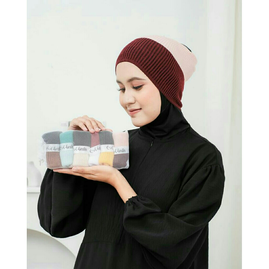 C-geulis Bandana Twotone isi 6pcs Inner Hijab Dalaman Kerudung Bandana Twotone Rajut