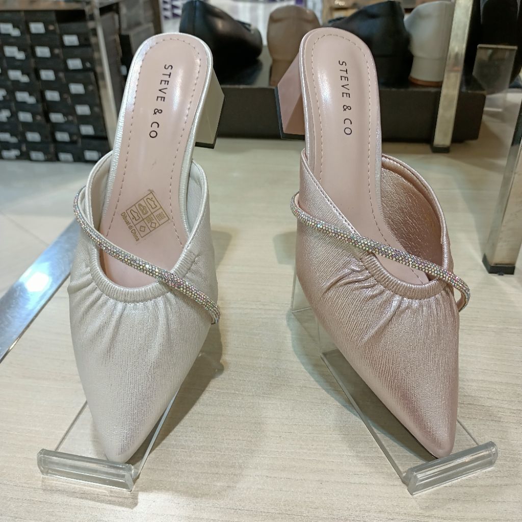 sepatu wanita selop/mules heels 5cm pesta STEVE&CO ori