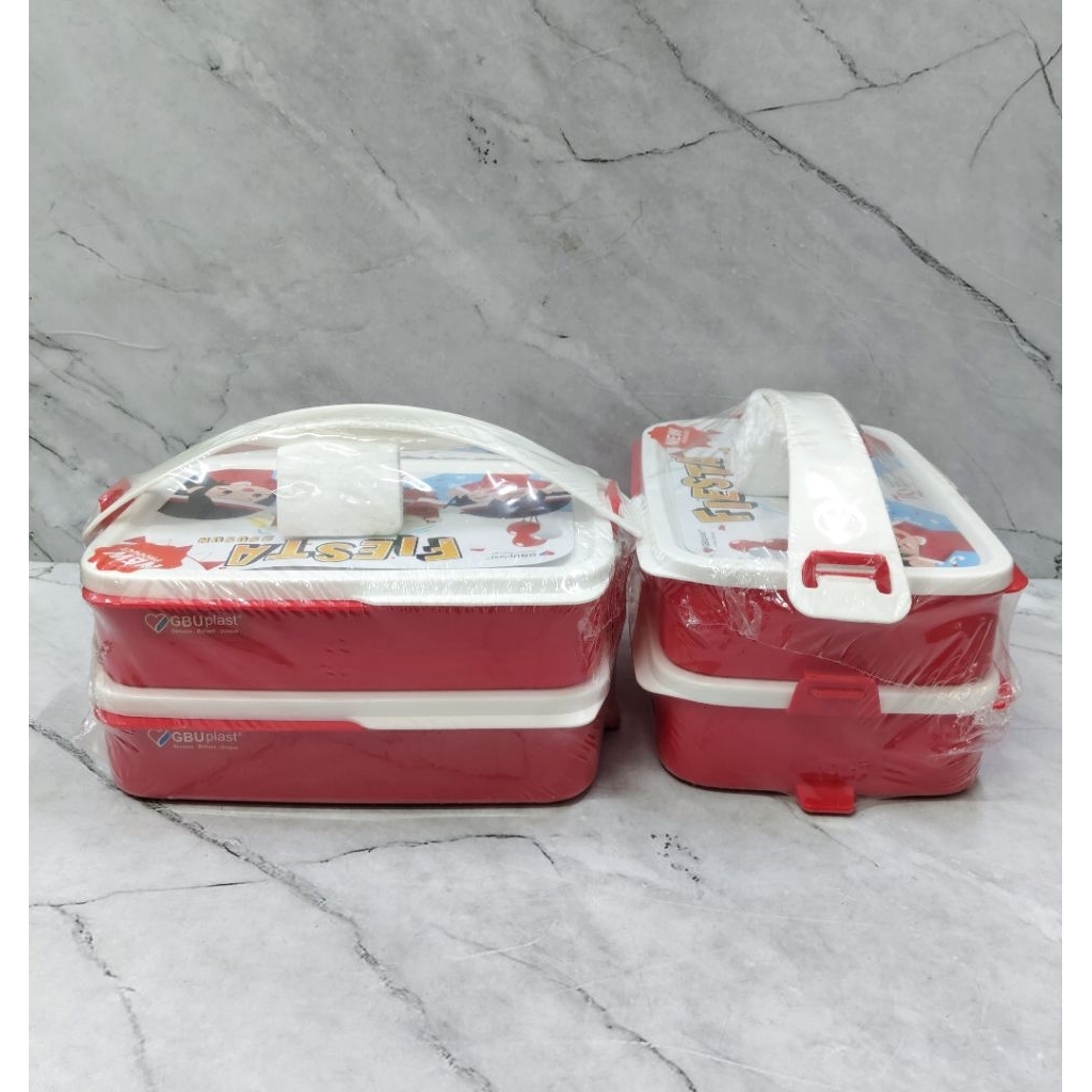 RANTANG PLASTIK GBU FIESTA SUSUN 2 / KOTAK BEKAL / TEMPAT BEKAL - GBU