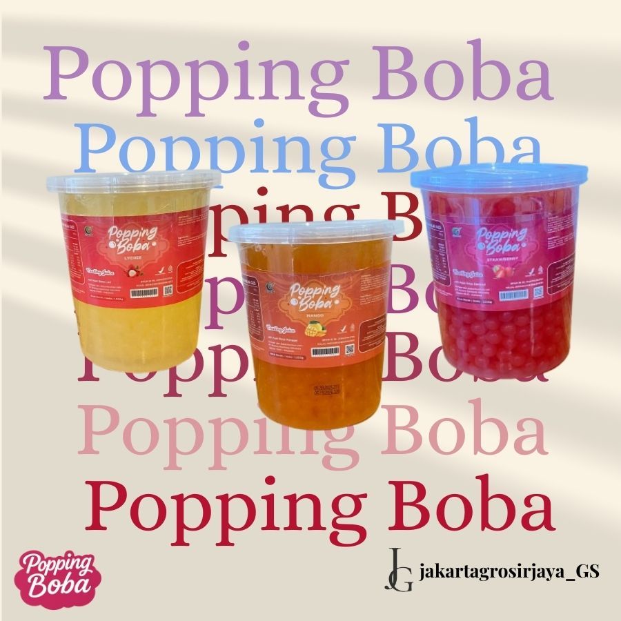 

popping boba stroberi,leci,mangga bola meletus stroberi,leci,mangga topping desert minuman viral kekinian enak manis ori dan segar