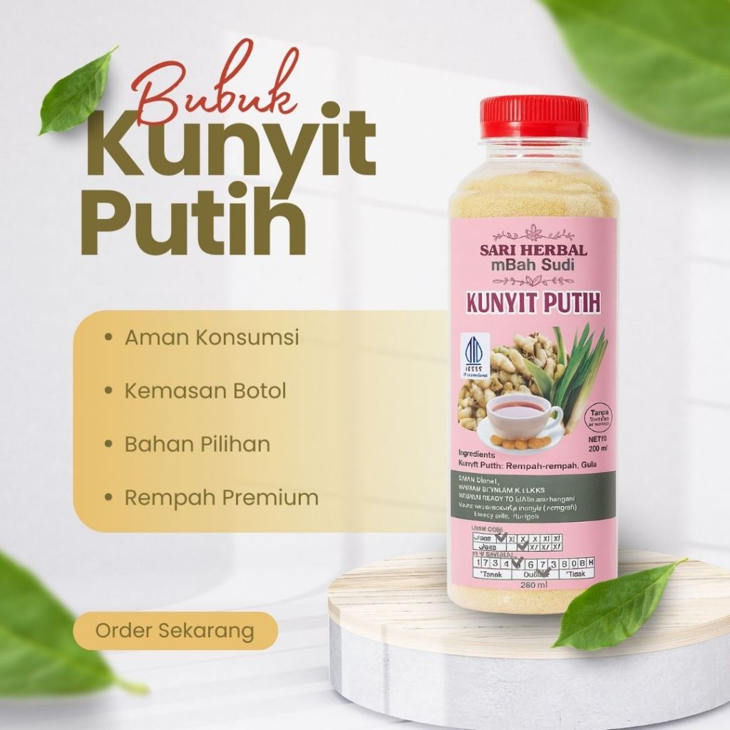 

Sari Herbal Kunyit Putih Bubuk Rempah Premium Aman Konsumsi Kemasan Botol Bahan Pilihan 250g