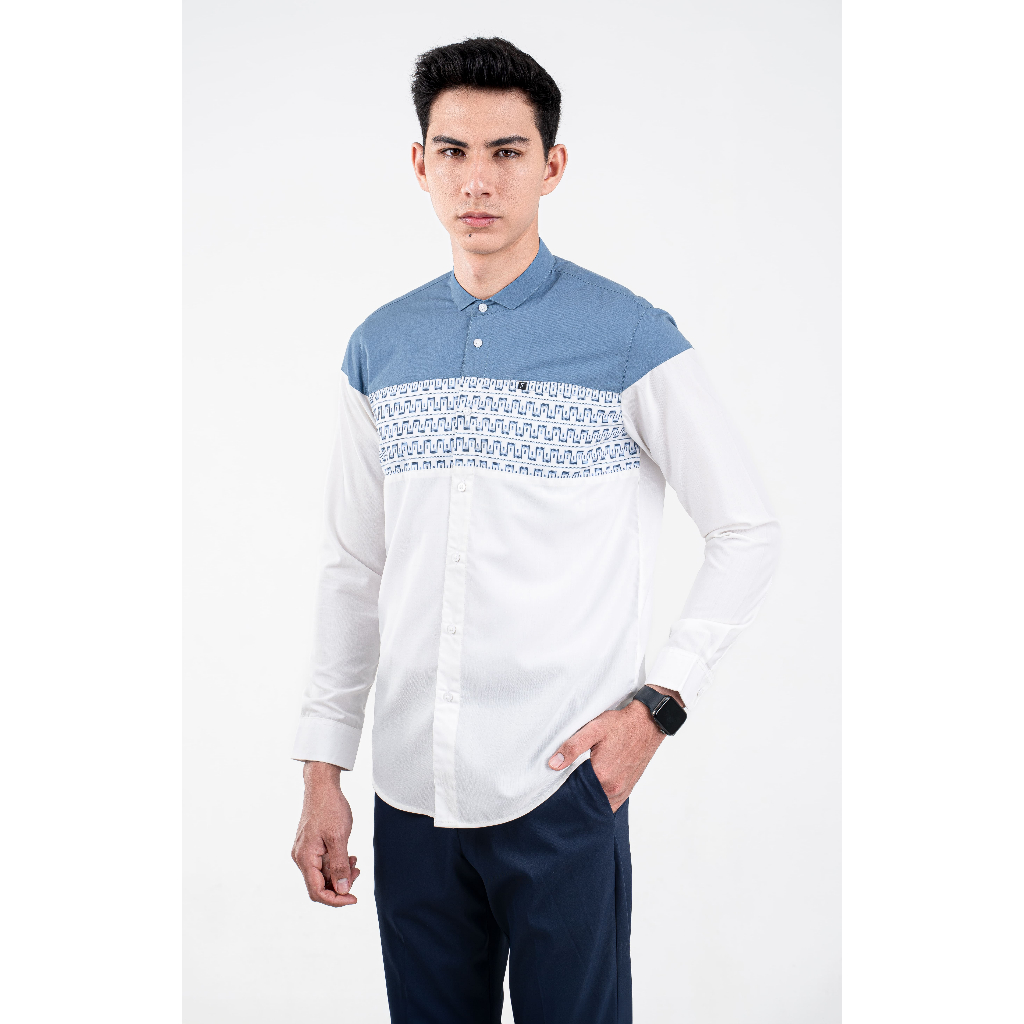 Baju Muslim Putih Premium Pria Lengan Panjang Kemeja Koko Fadkhera Elzan