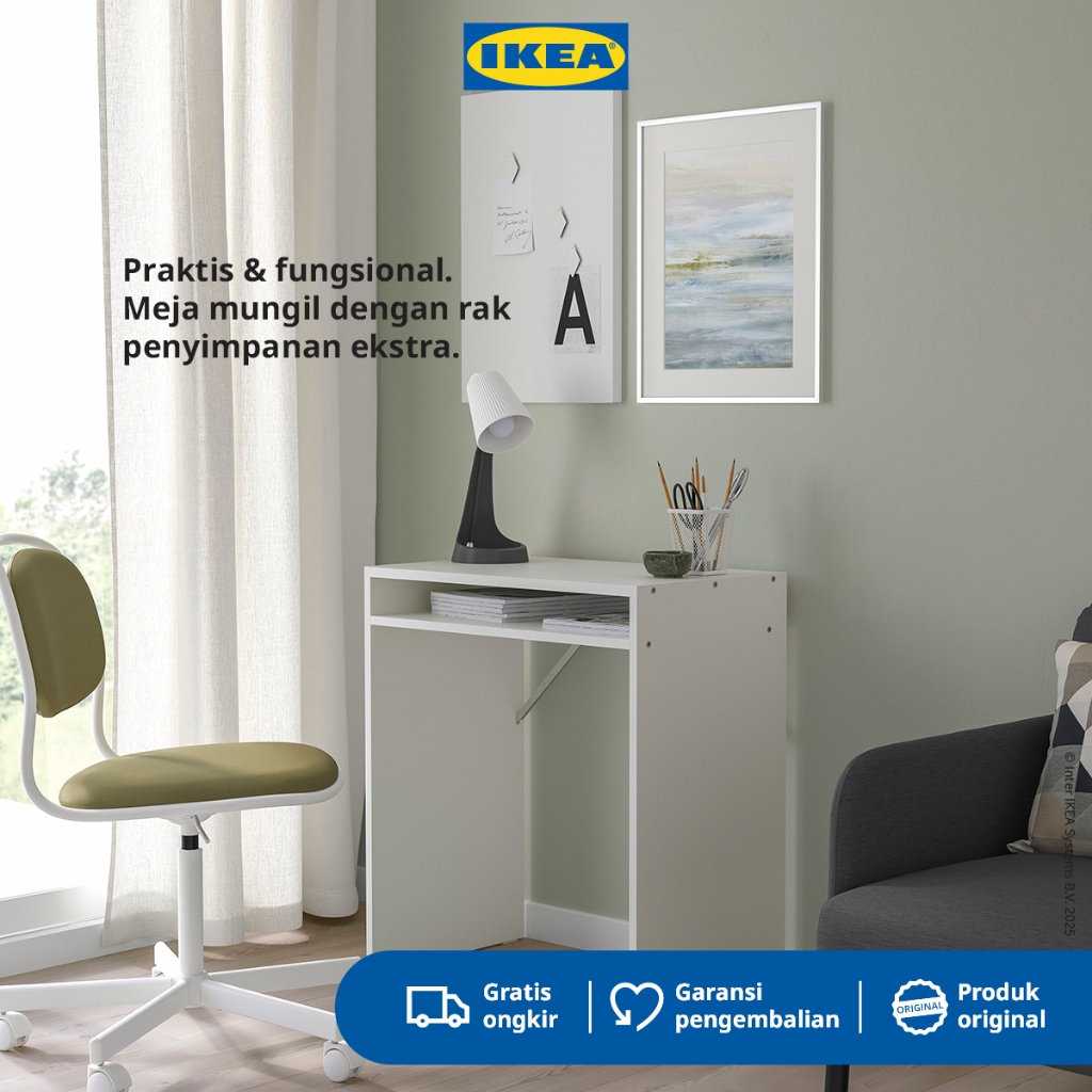 IKEA TORALD Meja Belajar Kecil Minimalis Putih 65x40 cm