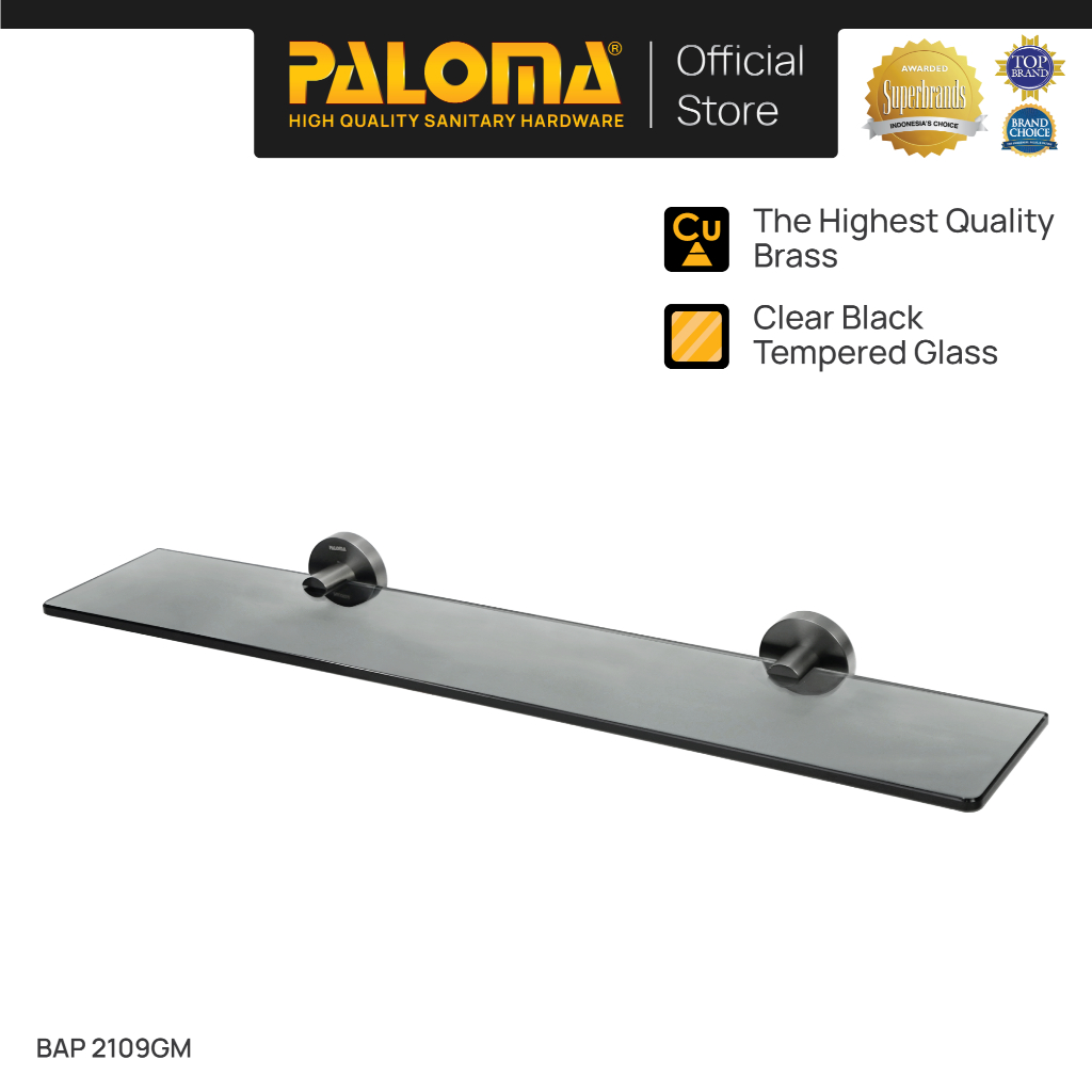PALOMA BAP 2109GM Rak Kaca Tempat Sabun Accessories Asesoris Kamar Mandi Glass Shelf Wall Dinding Br