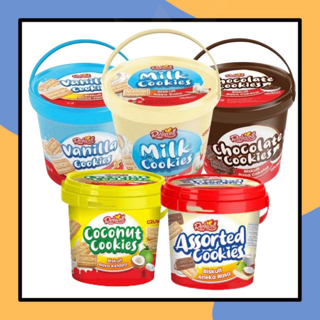 

Richwell Assorted Cookies Chocolate 400gr Crunchy Kemasan Ember Biskuit Kukis Aneka Rasa Milk Coconut Vanilla