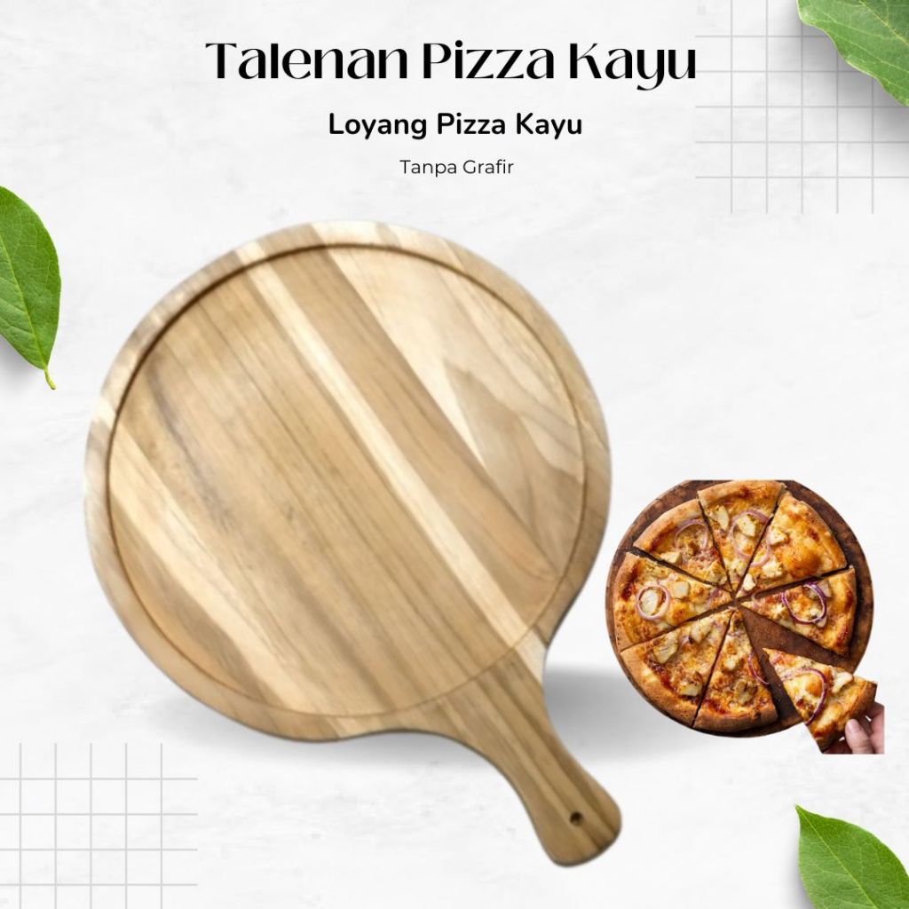 Loyang Pizza Kayu Polos Tanpa Grafir Talenan Pizza Kayu Jati Ukuran 30 Cm
