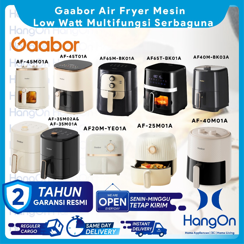 Gaabor Air Fryer Mesin Penggorengan Tanpa Minyak Low Watt Multifungsi Serbaguna 4L AF40M-BK03A | 2L 