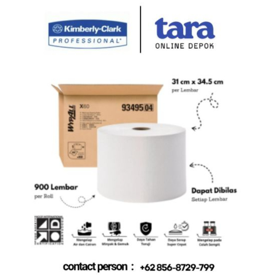 Wypall x60 wipers jumbo roll ( 93495 ), putih 1 roll per karton-7090502