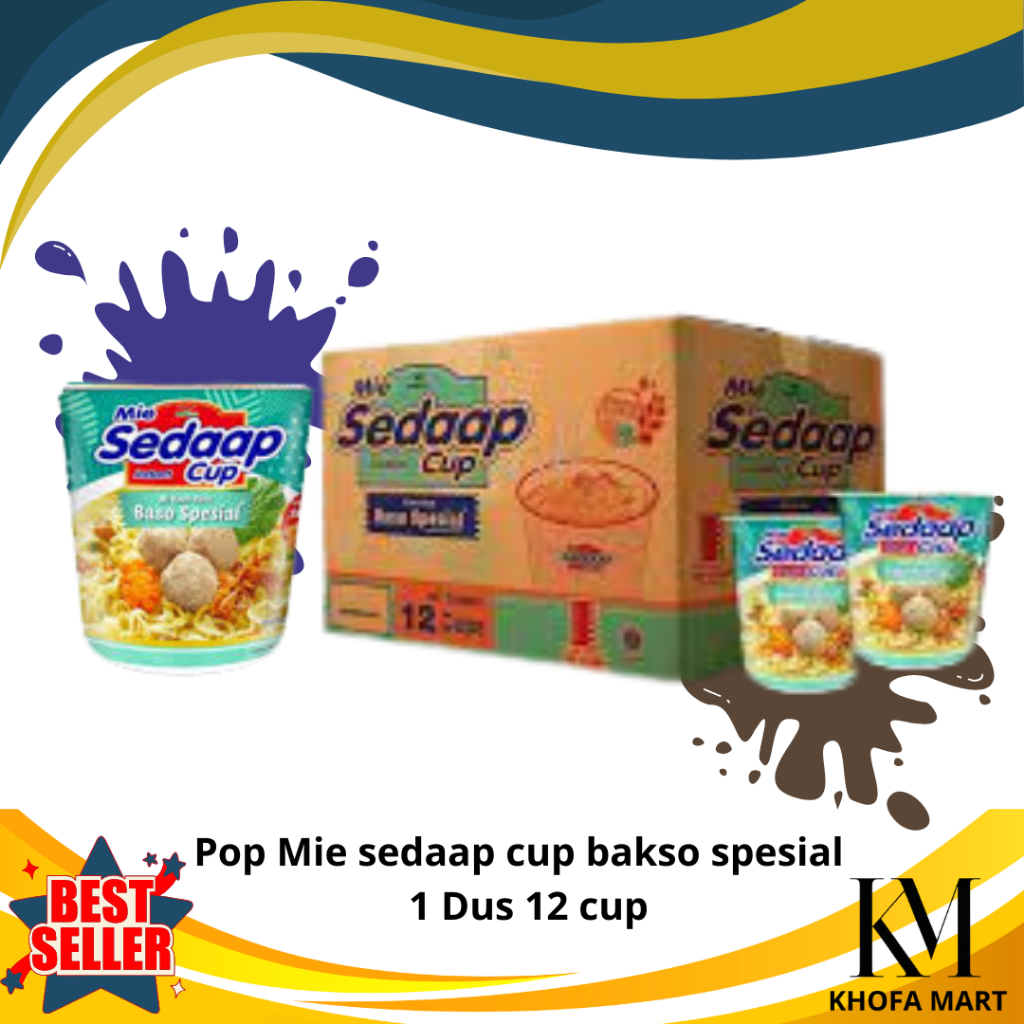 

POP MIE Sedaap Bakso Cup Spesial | 1 Dus Isi 12 Cup | Khofa Mart