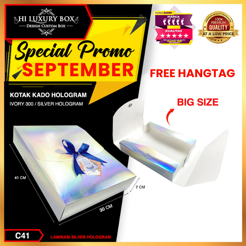 

Kotak Kado Hologram - Box Hampers - Dus Hadiah Silver Hologram - C41