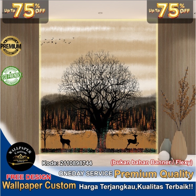 Wallpaper Custom 3D Tema Mural | Abstrak | Vintage | Motif Elegan