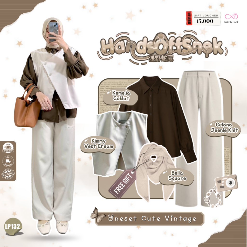 Sesa Hijab Style Outfit Korea ( Hijab + Vest + Kemeja + Celana ) One Set Wanita - LP 132