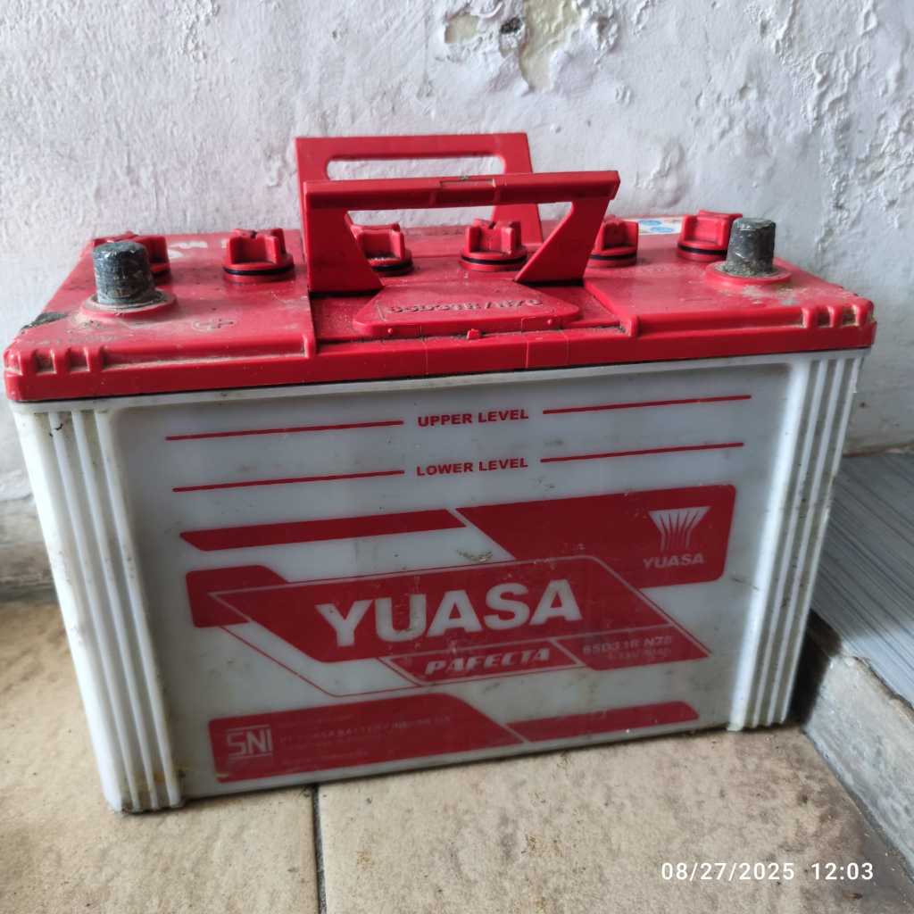 AKI MOBIL Truk 12 Volt Bekas Second Yuasa Pafecta N70 (70AH) 65D31R Tipe Basah Sudah Di charge Air A