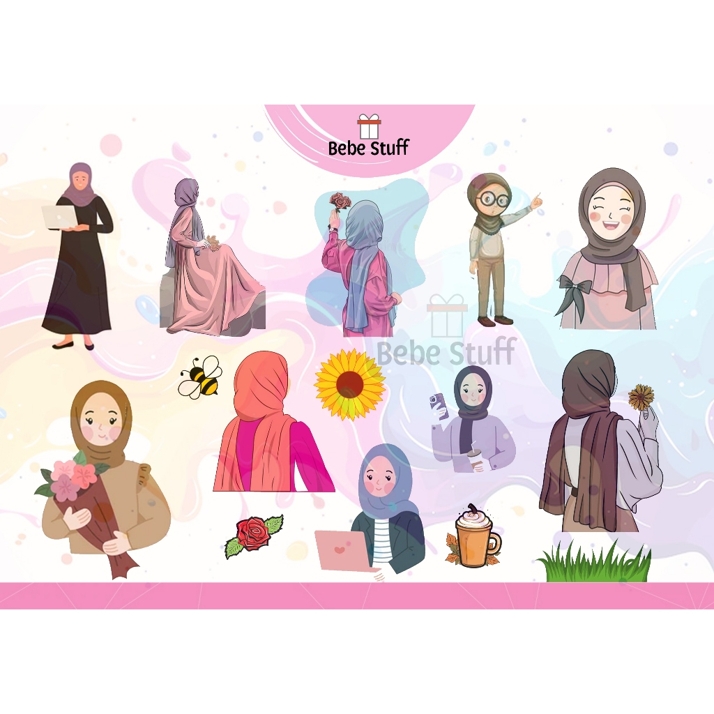 

Stiker Hijab Girl / Stiker Scrapbook / Stiker Journaling / Stiker Buku / Stiker Lucu