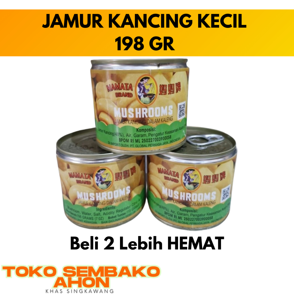 

JAMUR KANCING KECIL 198 gr / MAKANAN KALENG MAMATA BRAND MUSHROOMS JAMUR KANCING 198GR / Jamur Kancing Kaleng Mamata / Kaleng Jamur Siap Masak / Mushroom Mamata 198 gr / Jamur Kecil Kaleng