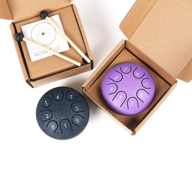 Drum berongga mini 4,5 inci 8 nada warna-warni, snare drum lidah baja, hadiah musik anak-anak, pence