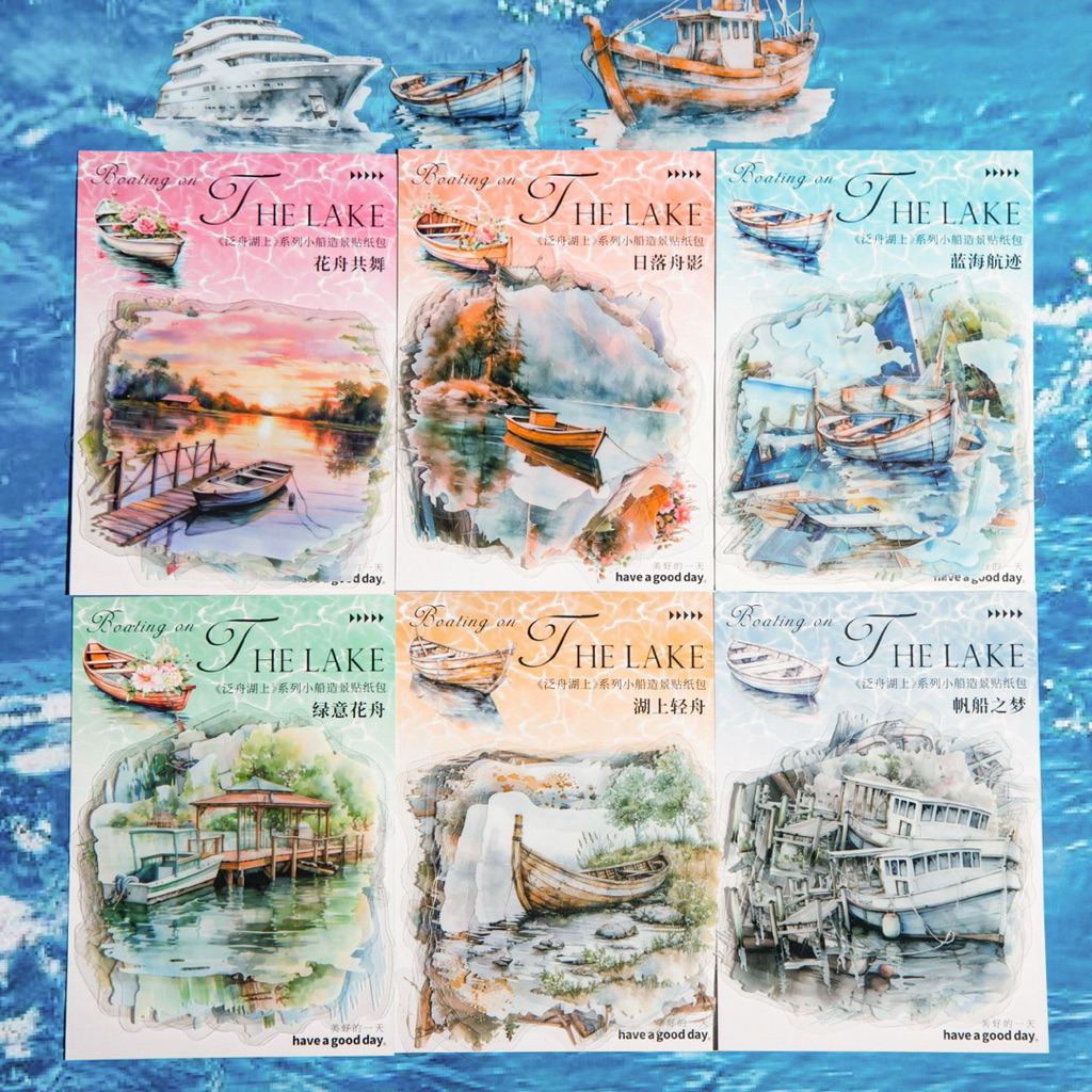 

(3CC) sticker transparan motif kapal danau laut senja ship lake boat sunset sea