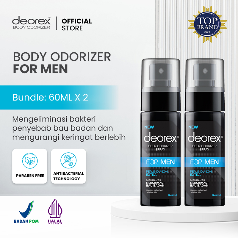 [Bundling 2pcs] Deorex Body Odorizer For Men Spray 60ml Pengganti Deodorant Antiperspirant Pria Solu
