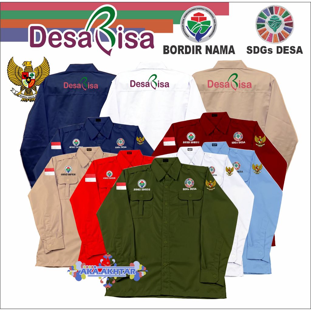 KEMEJA SDGs DESA KEMENDES  FULL BORDIR LENGAN PANJANG | KEMEJA KEMENDES LENGAN PANJANG | SERAGAM SDG