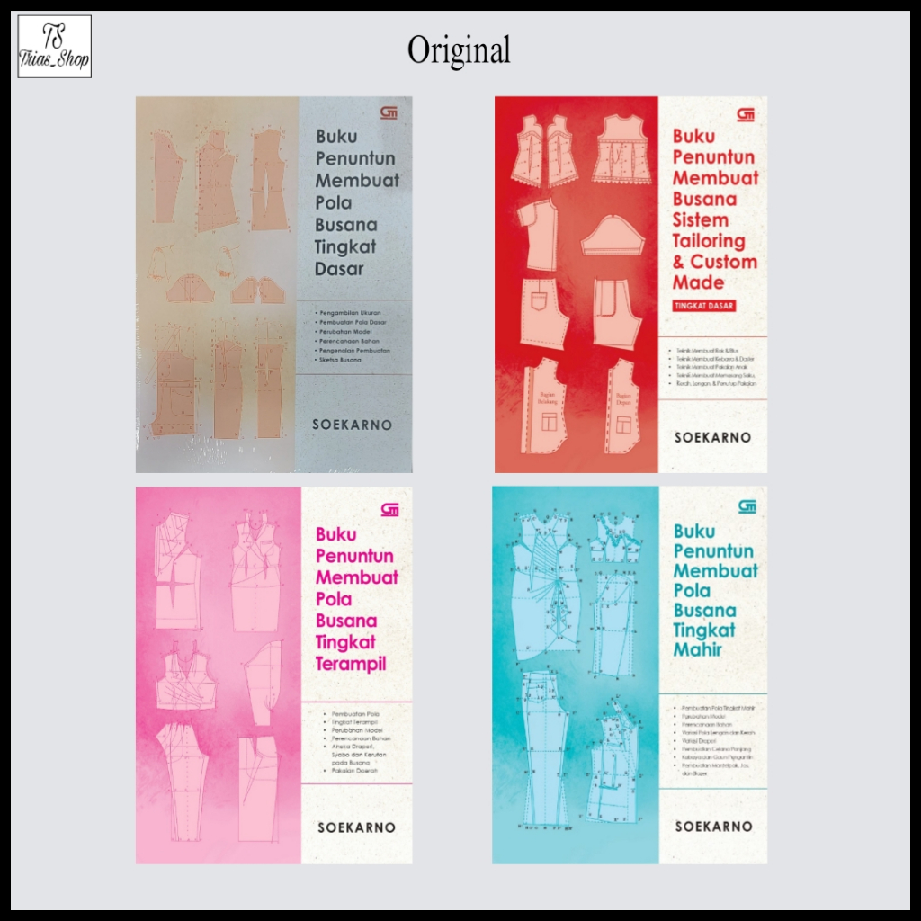 Buku Belajar Menjahit "Paket Buku Membuat Pola Busana Tingkat Dasar , Terampil Dan Mahir By Soekarno