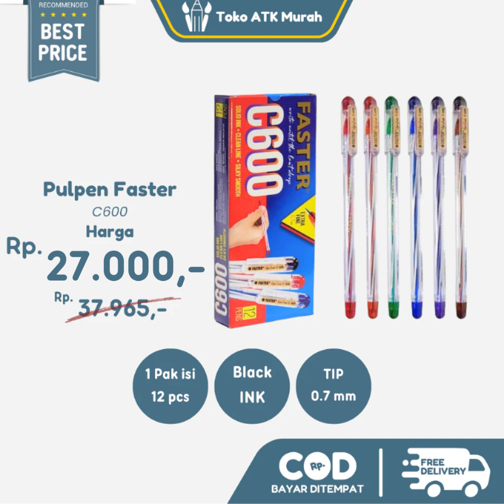 

Pulpen Faster C600 Extra Fine Tip - 1 Pack/ 12 pcs