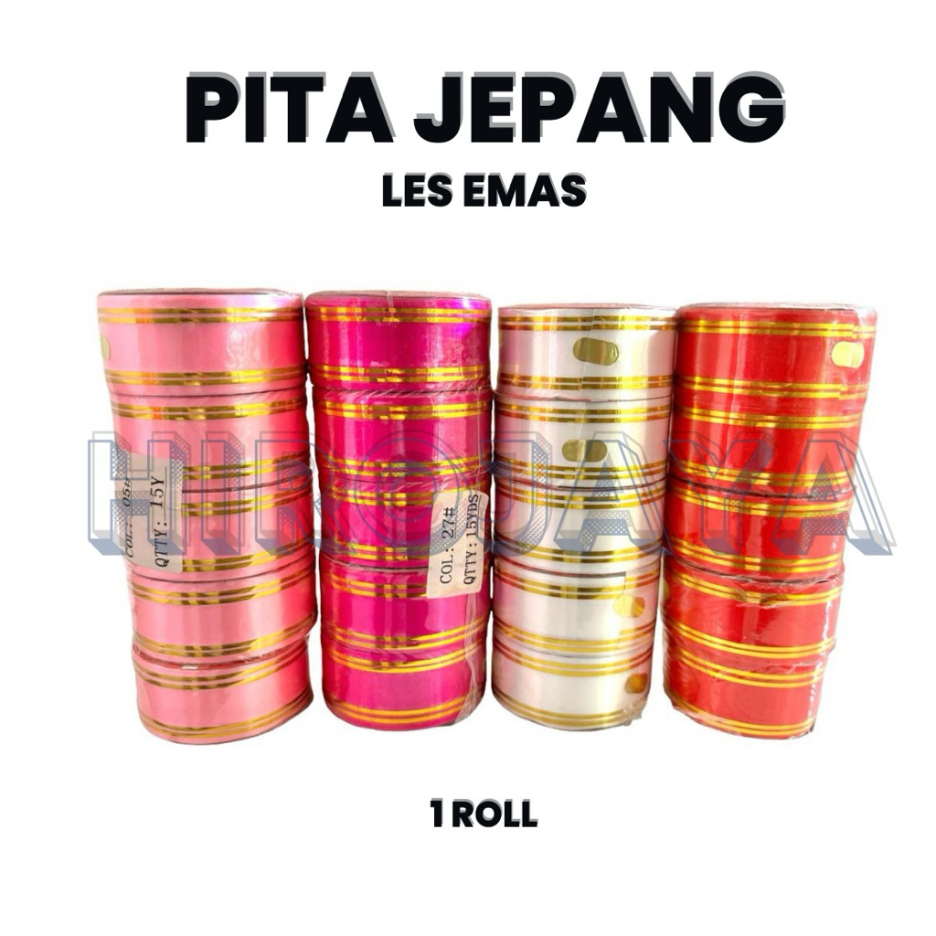 

Pita Jepang / Pita Kado Kertas List Emas 1.5 inch x 15 yards per Roll