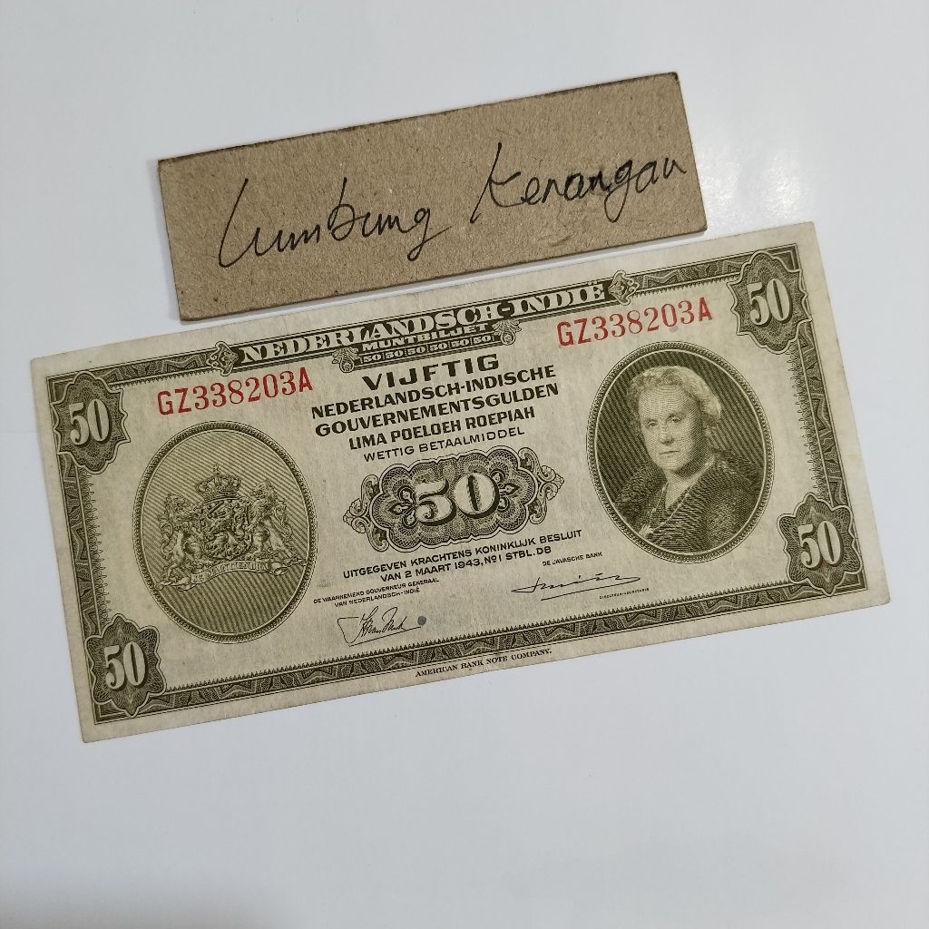 uang kuno Seri Nica 50 Gulden 1943
