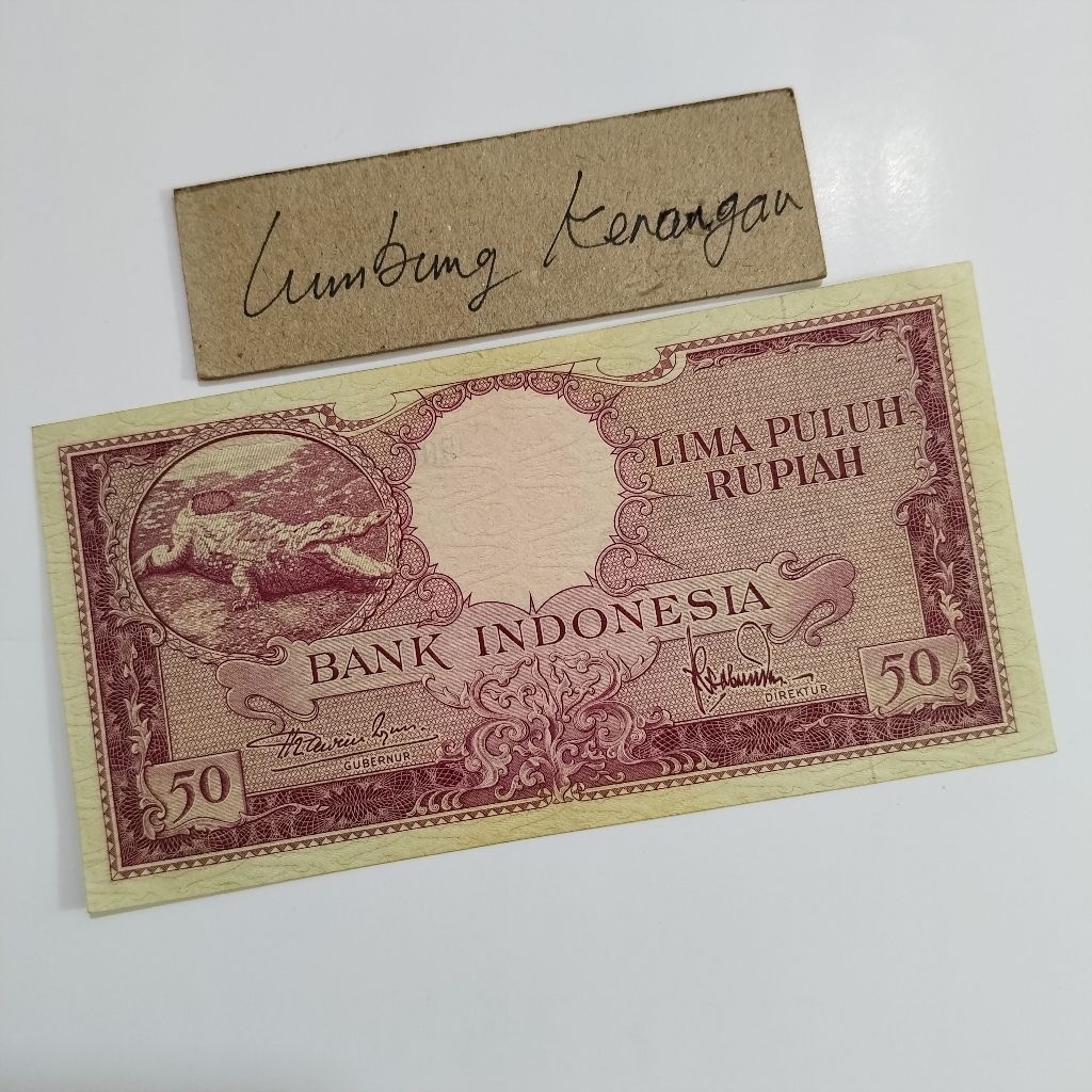 uang kuno 50 Rupiah Buaya seri hewan 1957