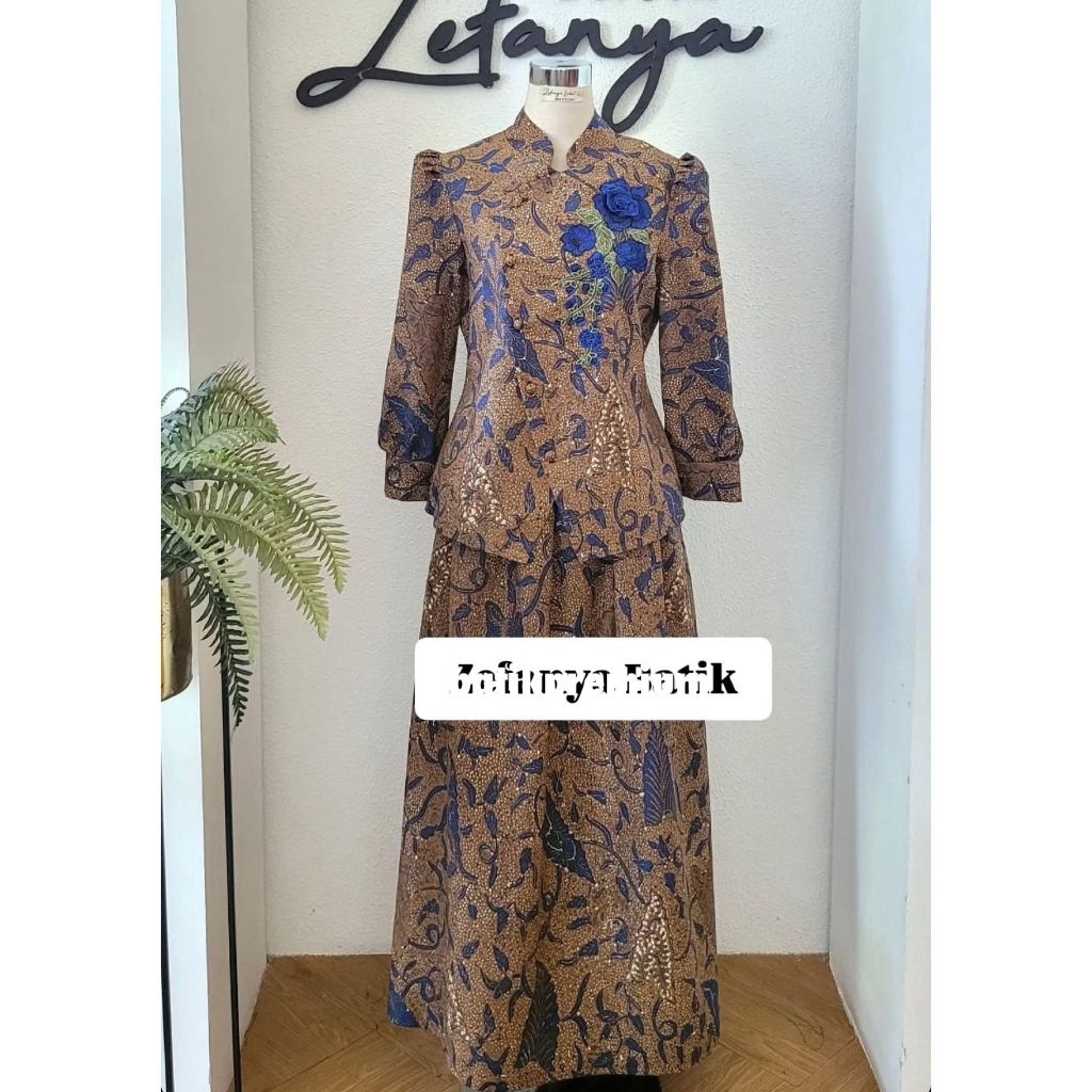 Stelan Atasan Batik Blus  katun wanita | Tunik batik kerja wanita