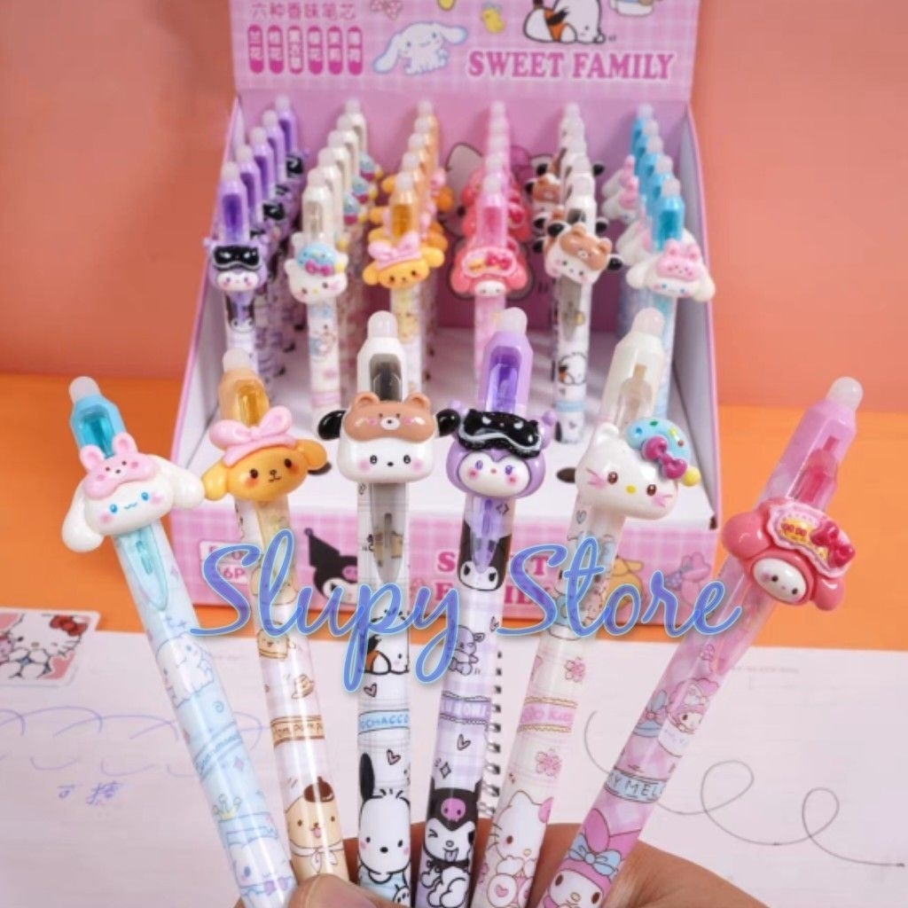 

Bolpen pen cetek Kuromi My Melody Cinnamoroll Pompompurin Pochacco Hello Kitty headband