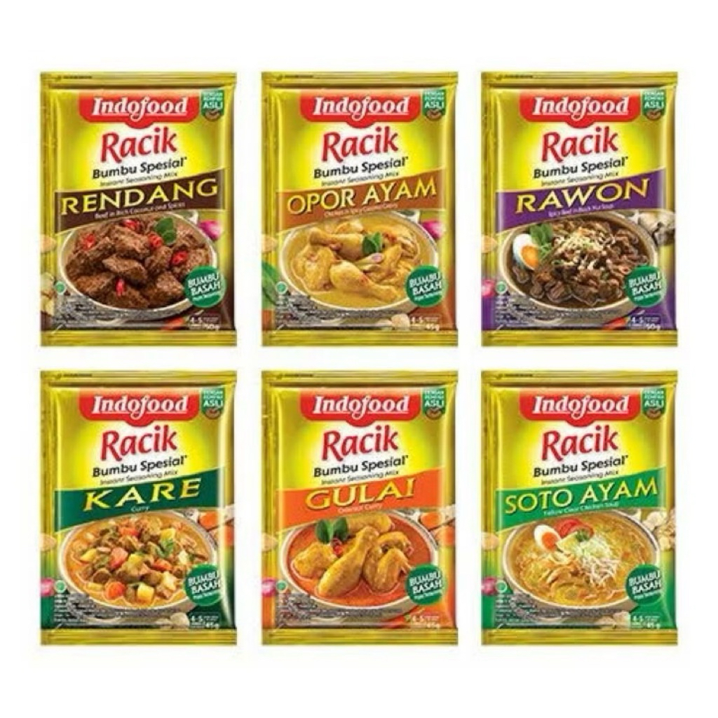 

INDOFOOD BUMBU RACIK INSTANT SPESIAL | Soto Ayam, Rendang, Kare, Gulai, Opor Ayam, Rawon