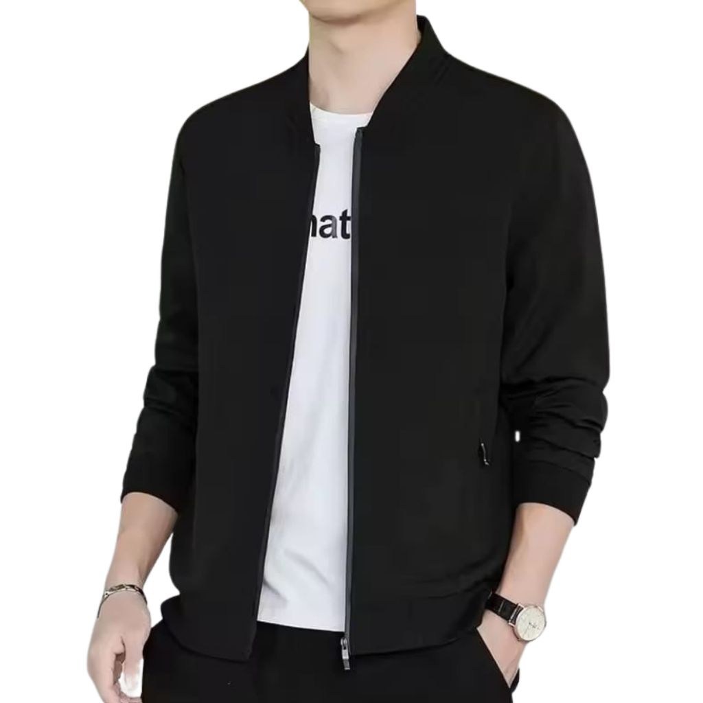 JAKET BOMBER POLOS HITAM