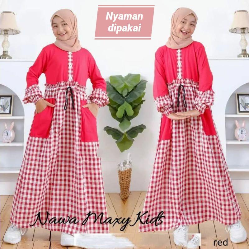 TERBARU  Nawa Maxy Kids / Baju Syari Anak Perempuan Terbaru 2022 / gamis terbaru 2022 modern lebaran
